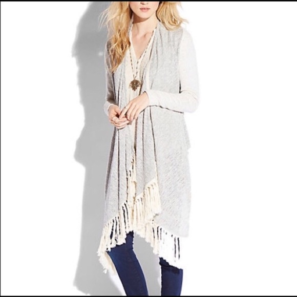 Lucky Brand Beachy Oversized Wrap Knit Fringe Boho Longline Cardigan Sweater - Picture 3 of 8